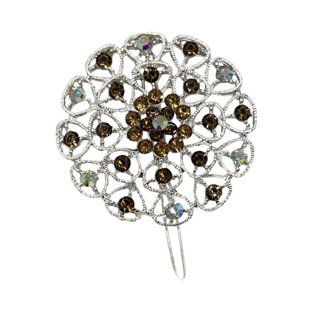 Elegant Silver And Brown Hair Clip